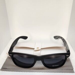 Black Wayfarer Sunglasses | 100% UV Protection | Unisex | Includes Case & Cloth